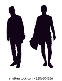 Two walking male silhouettes. Vector illustration.