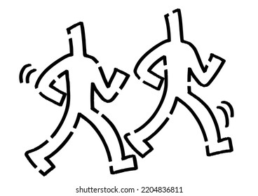 Dos figuras de bastón. Datos de vector hechos a mano.