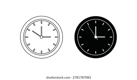 Two wall clocks with different styles black and white silhouette