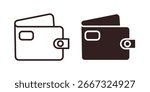 Two wallet icons: one line art, one solid. Perfect for finance apps or websites. Isolated on white.