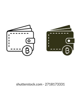 Duas carteiras com símbolos Bitcoin um branco e um verde