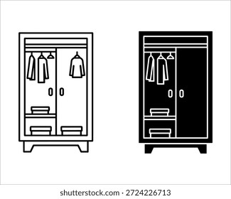 Dos armarios de armario con puertas abiertas que muestran ropa colgante y estantes con estantes doblados