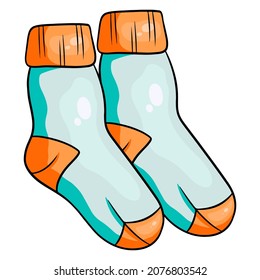 Two warm winter socks  A pair fabric socks for winter   autumn  Hand draw 