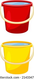 Two water buckets, illustration, vector on a white background.