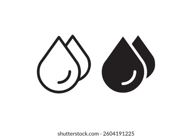 Two water drop icons in outline and solid Vector