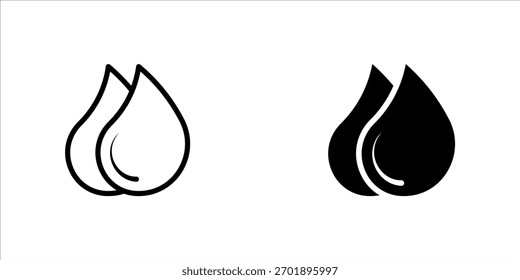 Dos iconos de gota de agua en el contorno y el Vector sólido