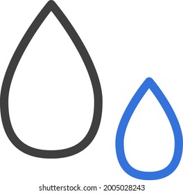 Dos gotas de agua, ilustración, vector sobre un fondo blanco.
