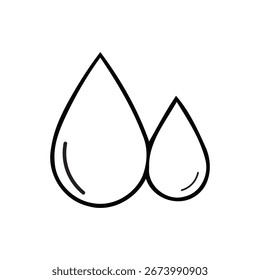 Two Water Drops Line Art Vector Icon Isolated on White Background