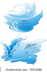 Two water frames. Splashes. (vector illustration)