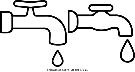 two water tap with drop of water
