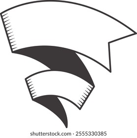 Two waving ribbons with serrated edges form an intriguing abstract shape, serving as a versatile design element ideal for a variety of creative applications and decorative purposes