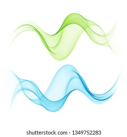 
Two wavy blue and green wave background. Abstract design element.Set.