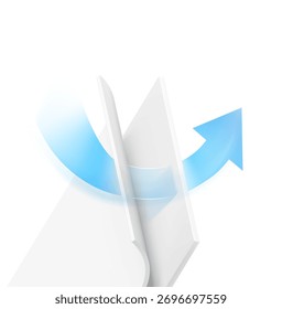 Duas camadas onduladas com seta. Ótimo para a apresentação de materiais permeáveis. Ilustração vetorial isolada sobre fundo branco. Modelo do seu produto. EPS10	