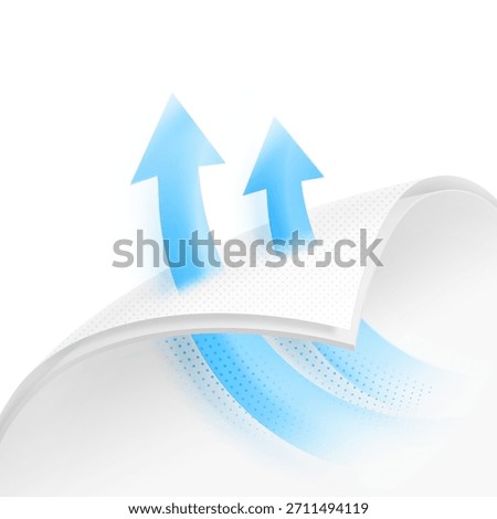 Two wavy layers with arrow. Great for the presentation of permeable materials. Vector illustration isolated on white background. Template for your product. EPS10.	