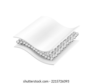 Two wavy layers with an intermediate layer. Vector illustration isolated on white background. Template for your product. EPS10.	