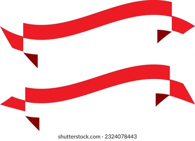 Two wavy ribbons of Indonesian red and white flag with different variations