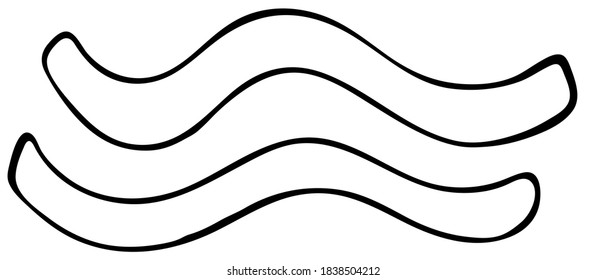 dos bandas onduladas, elemento de estilo de doodle vectorial, libro de coloreo, objeto aislado