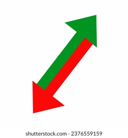 Two way arrow icon up and down on red and green color. Currency pair icon.