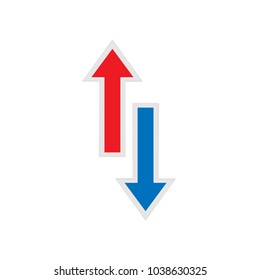 Two way arrow vector sign. Two directions of movement. Up and down arrow.