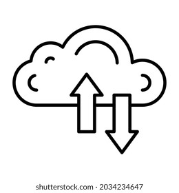 Two way arrows with cloud, icon of cloud data transfer