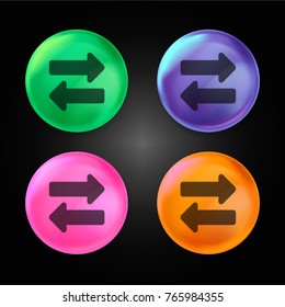 Two way arrows crystal ball design icon in green - blue - pink and orange.