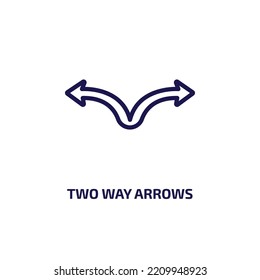 Two Way Arrows Icon From Business Collection. Thin Linear Two Way Arrows, Arrow, Left Outline Icon Isolated On White Background. Line Vector Two Way Arrows Sign, Symbol For Web And Mobile