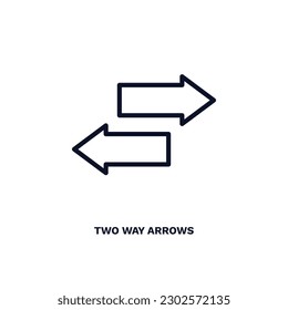 two way arrows icon. Thin line two way arrows icon from business and finance collection. Outline vector isolated on white background. Editable two way arrows symbol can be used web and mobile