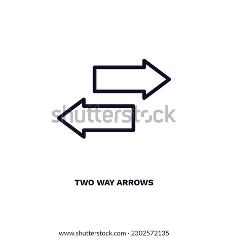 two way arrows icon. Thin line two way arrows icon from business and finance collection. Outline vector isolated on white background. Editable two way arrows symbol can be used web and mobile