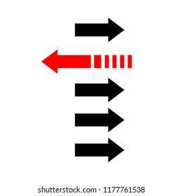 Two way arrows left and right directions opposite. Vector illustration.