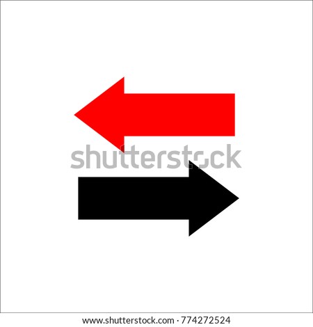 Two way arrows left and right directions opposite. Vector illustration.