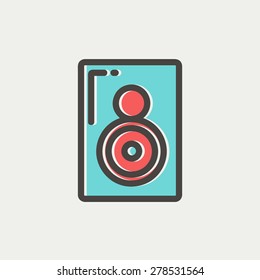 Two way audio speaker icon thin line for web and mobile, modern minimalistic flat design. Vector icon with dark grey outline and offset colour on light grey background.