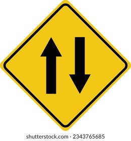 signo de tráfico de advertencia de dos direcciones