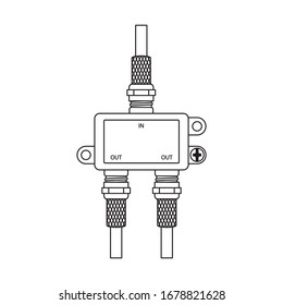 Two Way Coaxial Cable Splitter With Cable Connector