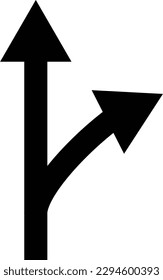 Two way crossroad right arrow icon . Crossroad right sign