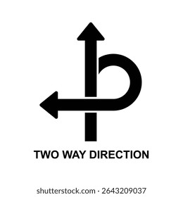 Two way direction arrows icon isolated on white background vector illustration.