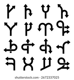 Conjunto de iconos de flechas de dirección bidireccional aislado en Ilustración vectorial de fondo blanco.