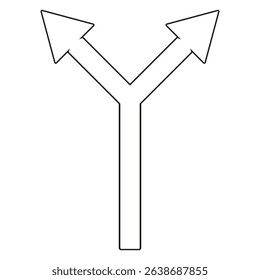 Two way icon. Forked path symbol. Split arrow direction. Vector illustration.
