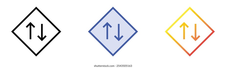 Two way icon. Linear, Blue Fill and Gradient Style Design Isolated On White Background