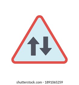 two way icon, vector road sign icon  in solid black flat shape glyph icon, isolated on white background