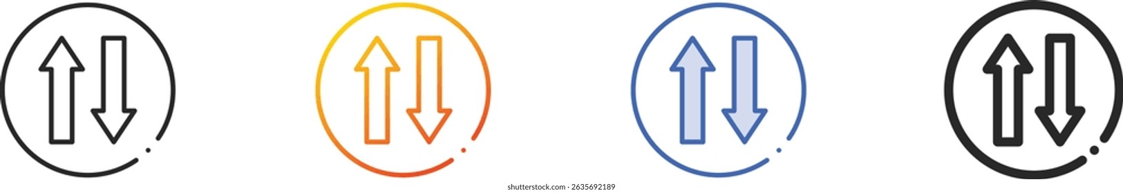 Two way icon.Thin Linear, Gradient, Blue Stroke and bold Style Design Isolated On White Background