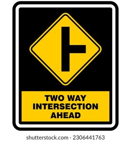 Two way intersection ahead, sign vector