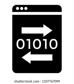 
Two way process of application binary interface via opposite arrows and combination of binary codes.
