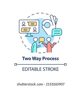 Two way process concept icon. Communication aspect abstract idea thin line illustration. Listen to each other. Negotiation. Isolated outline drawing. Editable stroke. Arial, Myriad Pro-Bold fonts used