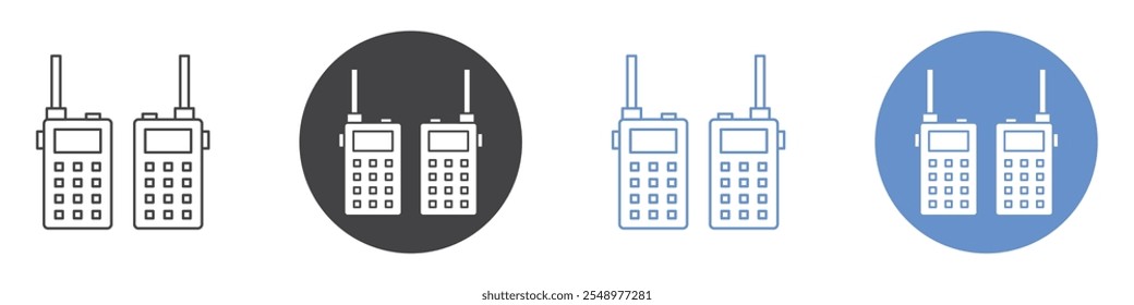Two way radio icon flat line symbol set.