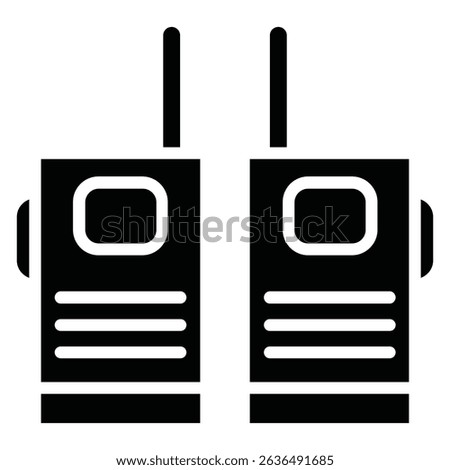 Two way radio icon Flat outline fill black and white