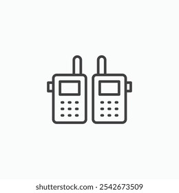 Two way radio icon set in black color