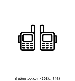 Two way radio icon set. outlined and solid filled versions.