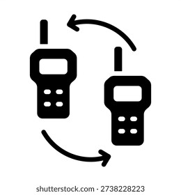 Two Way Radio Icon - Solid Black Glyph Icons For Emergency Management