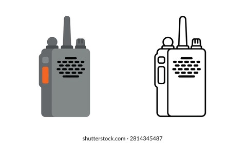 Two way radio illustration colored and line art versions
