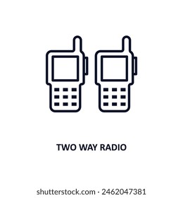 two way radio outline icon. Thin line icon from army and war collection. Editable vector isolated on white background